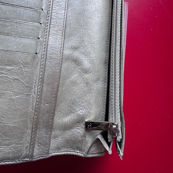 CHANEL Cambon Quilted Metallic Silver Long Bifold Wallet w/ COA in EUC - Picture 7 of 15